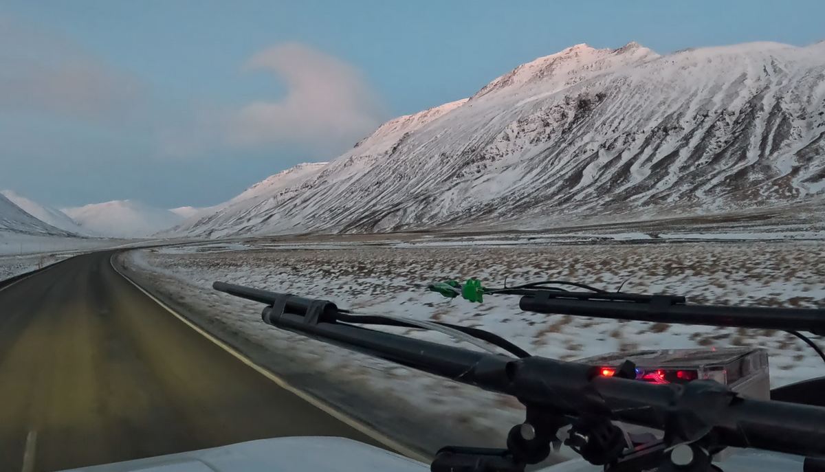 Heated Pitot under test in snowy conditions in Iceland
